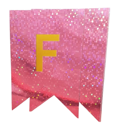 BANDERIN FELIZ CUMPLEAÑOS HOLOGRAF FUCSI