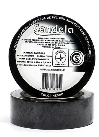 CINTA AISLADORA NEGRA CANDELA x10 M