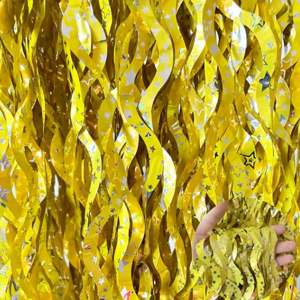 CORTINA METALIZADA ESTRELLA CON ONDAS OR