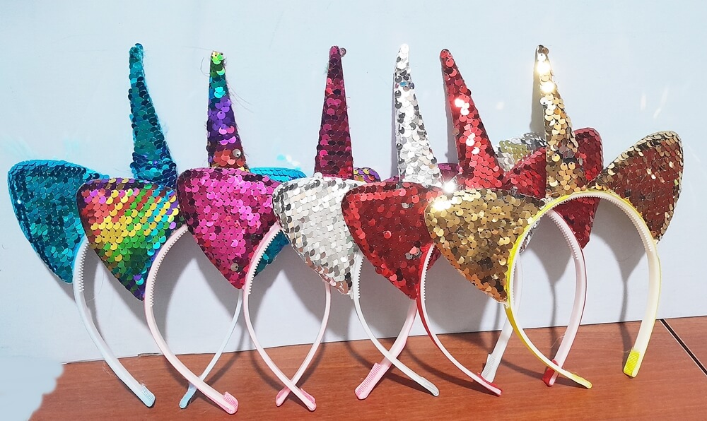 VINCHA UNICORNIO LENTEJUELAS COL.VS.