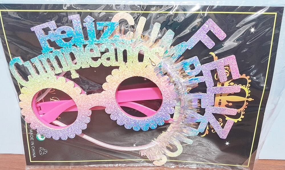 ANTEOJO FELIZ CUMPLE Y VINCHA MULTICOLOR