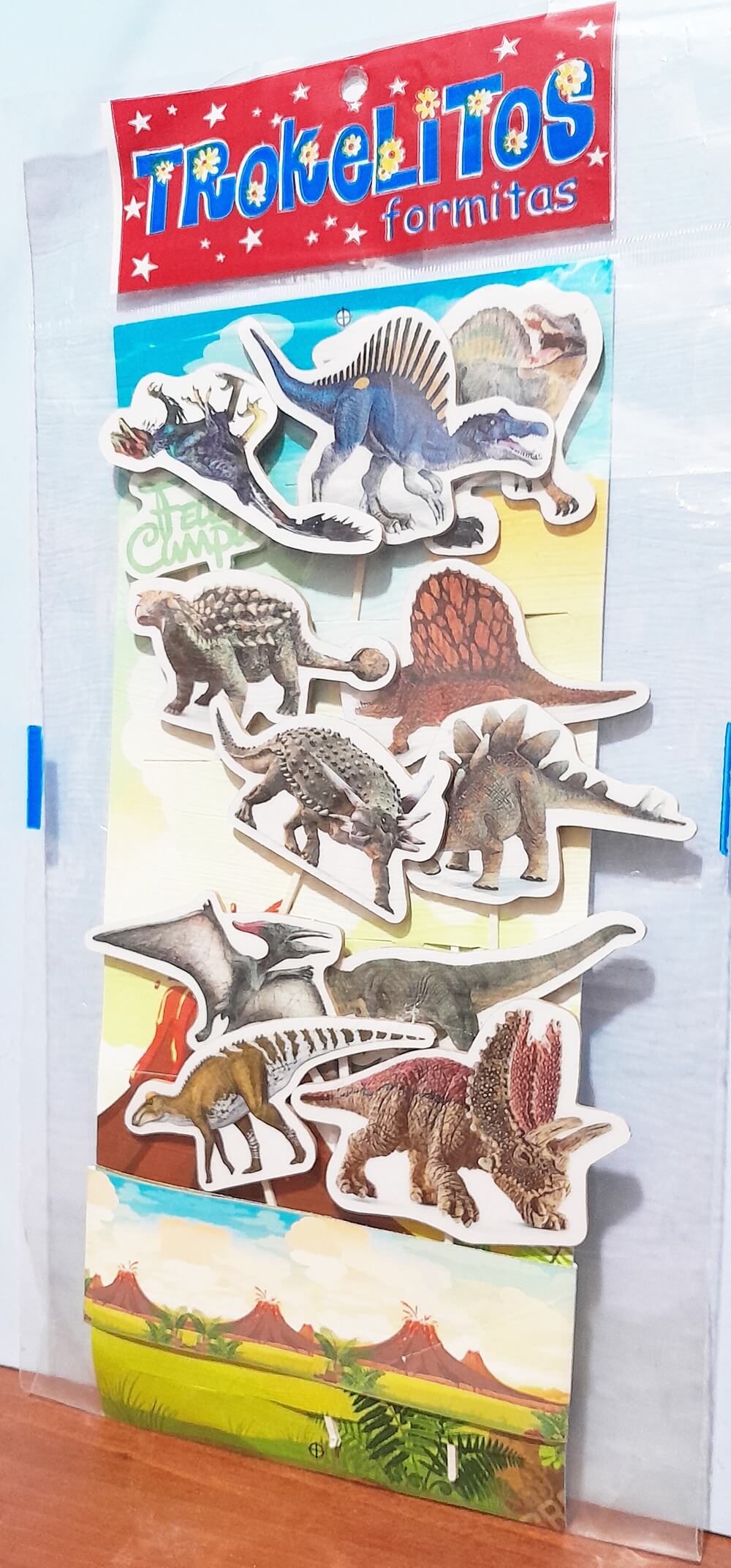 ADORNO KIT TROKELITOS DINOSAURIO X12