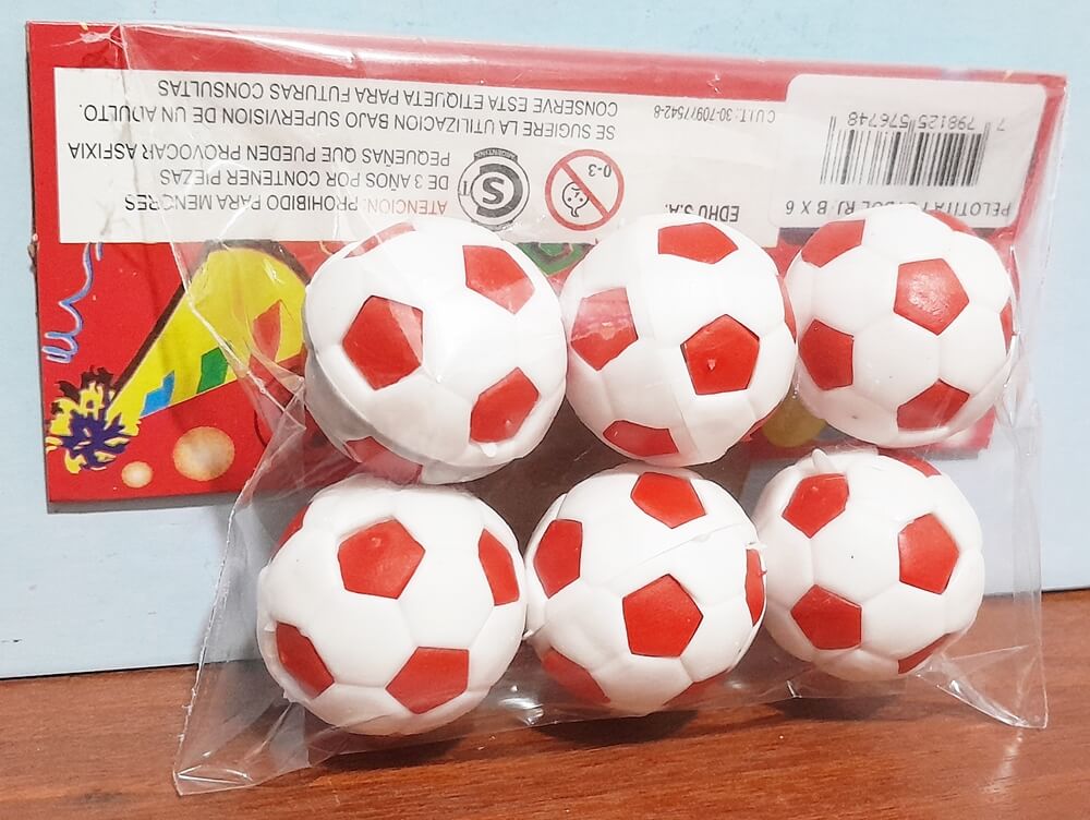 PELOTITAS ROJO/BLANCO ROTTI x6