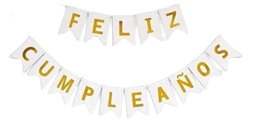 BANDERIN FELIZ CUMPLEAÑOS BLANCO GOLD GM