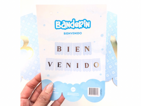 BANDERIN BIENVENIDOS CELESTE G.M