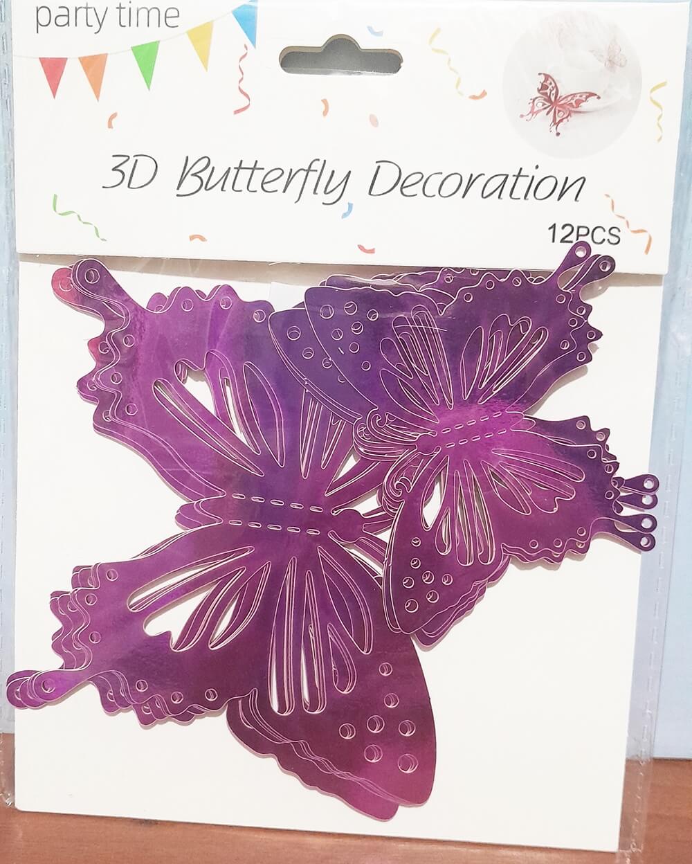 ADORNO MARIPOSA 3D X12 LILA