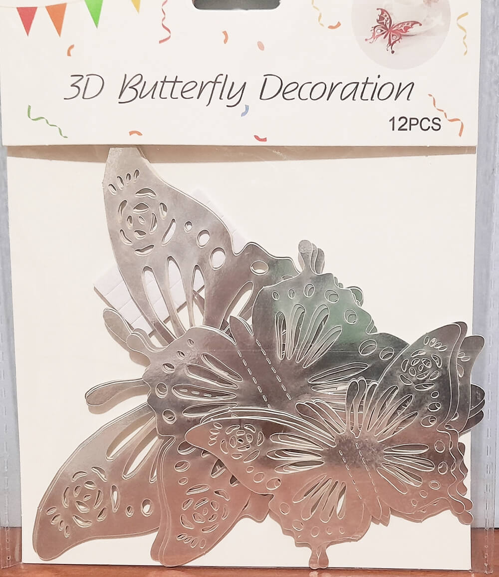 ADORNO MARIPOSA 3D X12 PLATA