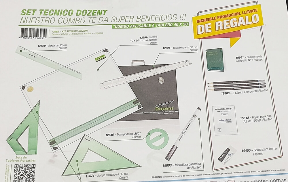 TABLERO 50X60 DOZENT SET cod 12662