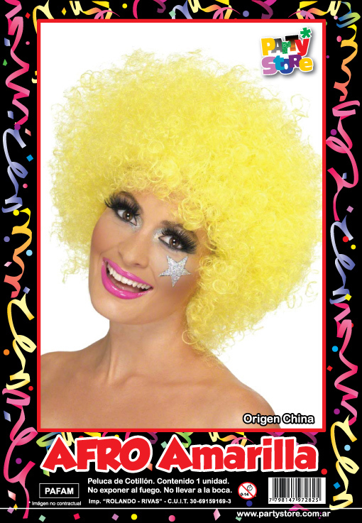 PELUCA AFRO AMARILLO PARTY STORE