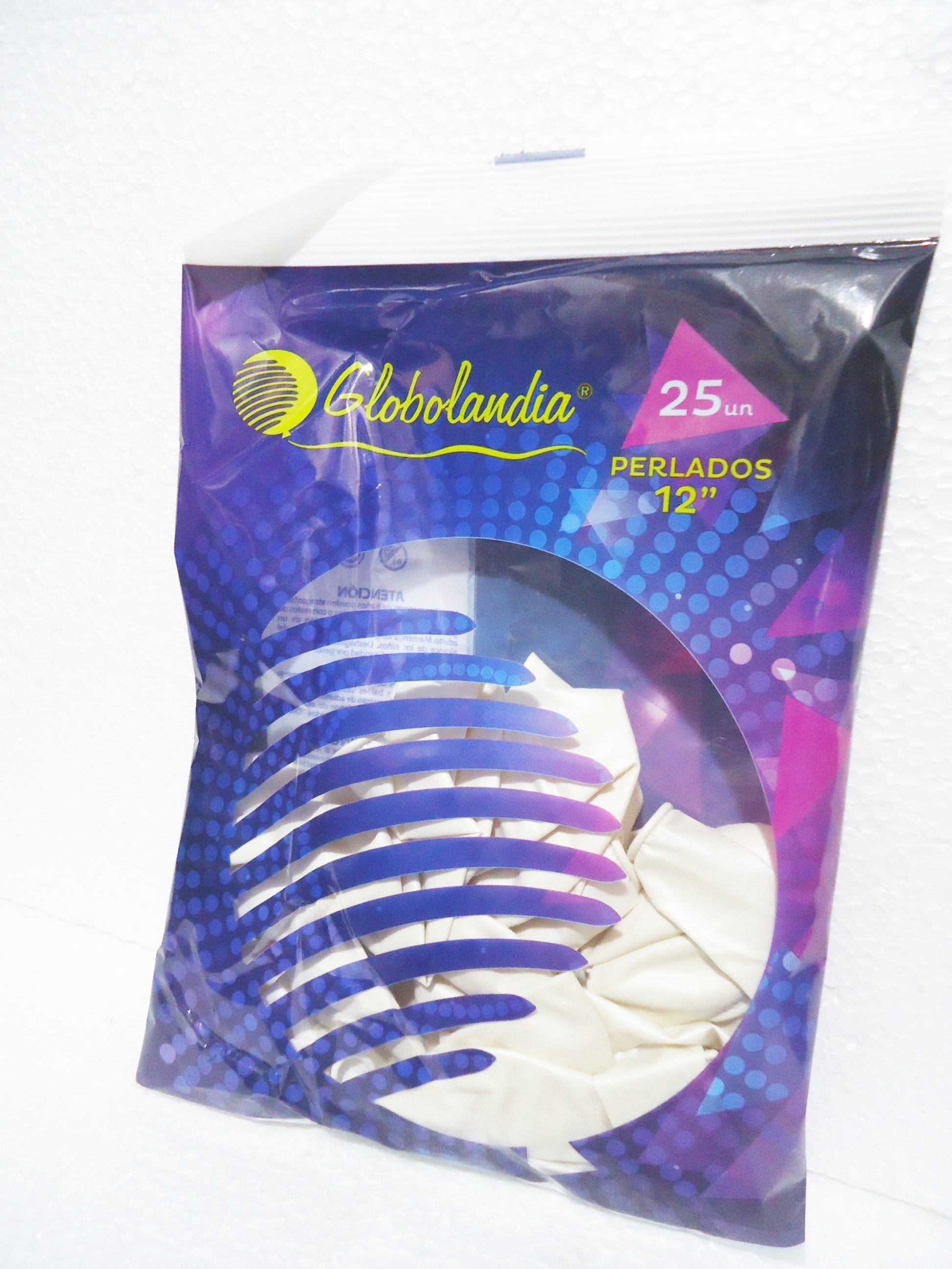 GLOBO PERLADO GLOBOLANDIA Nº12 BLANCOx25