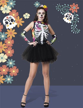 DISFRAZ CANDELA ADULTO CALAVERA MEXI T1