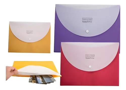 SOBRE PLASTICO OFICIO C/BOTON +BOLS LAMA