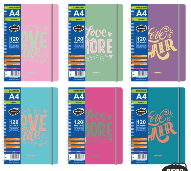 CUADERNO A4 RIDEO PPP LOVE X120HJS=