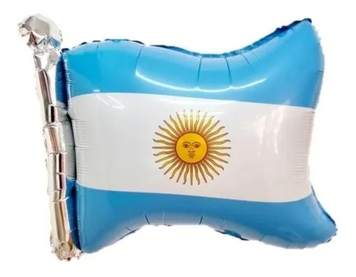 GLOBO METALIZADO BANDERA ARGEN 50X60