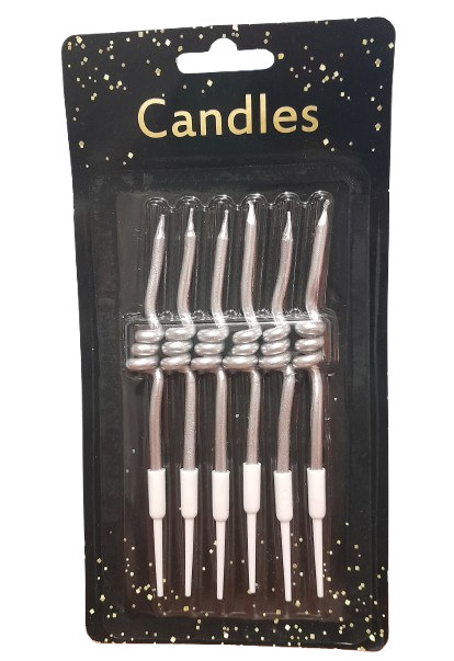 VELA CON RIZO METALIZADA X6 PLATEADA