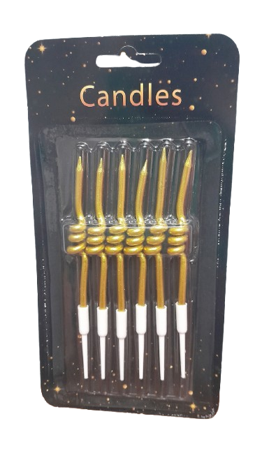 VELA CON RIZO METALIZADA X6 ORO