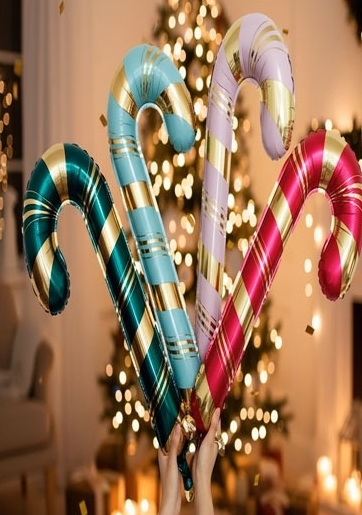 GLOBO METALIZADO NAVIDAD BASTON 150x75