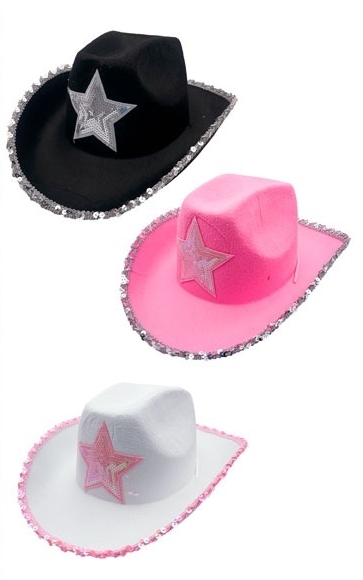 SOMBRERO COWBOY ESTRELLA Y LENTEJUELAS