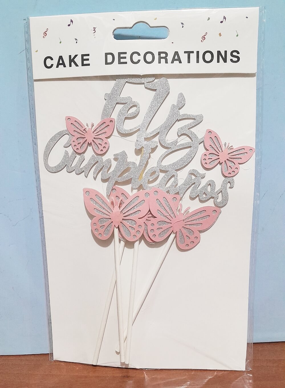 ADORNO MARIPOSA CAKE TOPPER x4  PLATA/RO