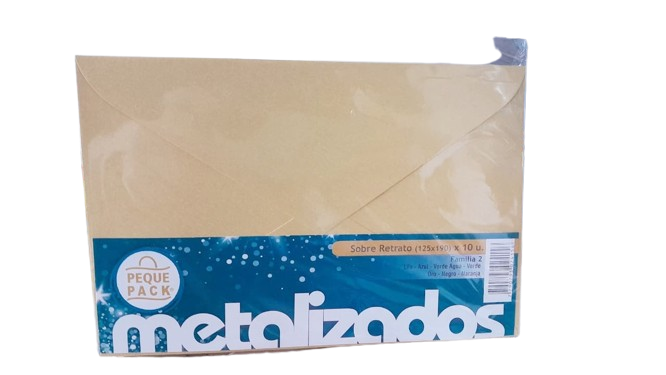 SOBRE COLOR METAL 12.5X19 DORADOX10 PEQ