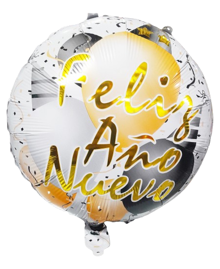 GLOBO METALIZADO FELIZ AÑO NUEVO BCO