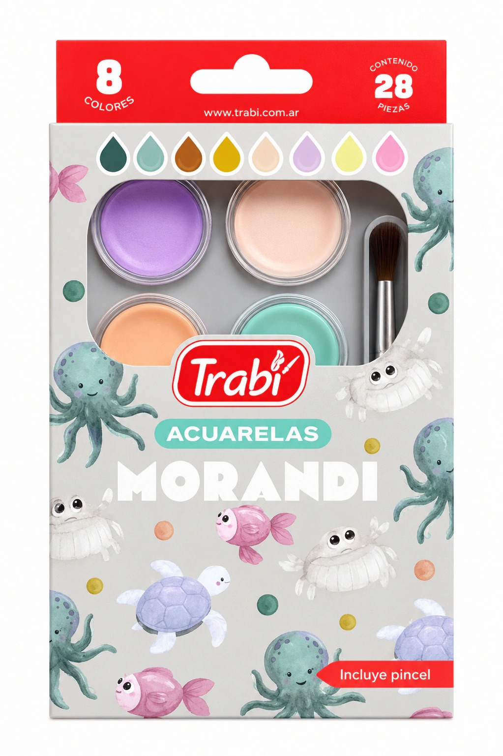 ACUARELA TRABI X8 COLORES MORANDI
