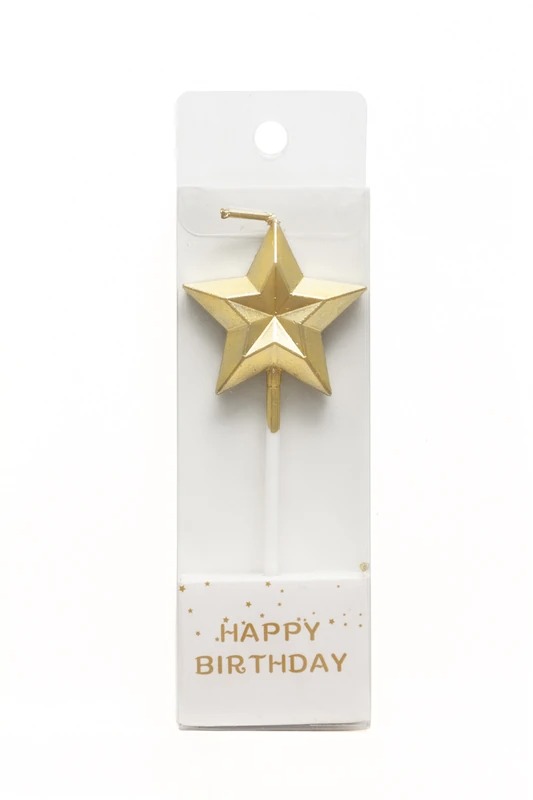 VELA 11CM METAL ESTRELLA ORO