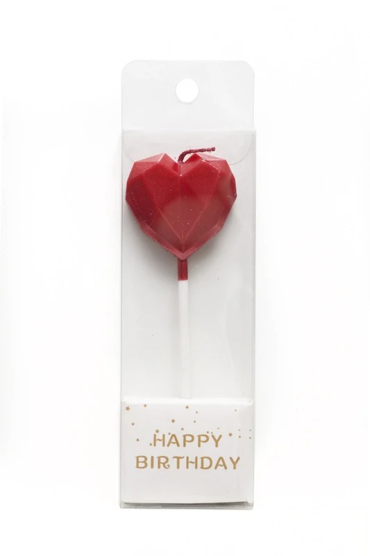 VELA 11CM METAL CORAZON ROJO
