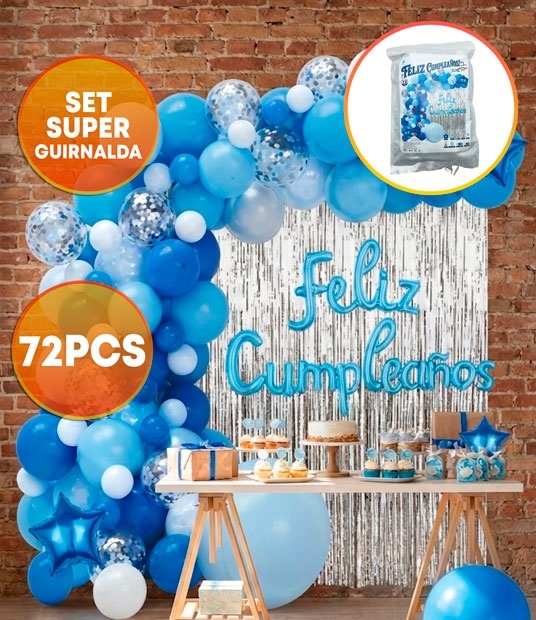 GLOBO SET LUJO x72 AZUL/CEL/PLATA LA811