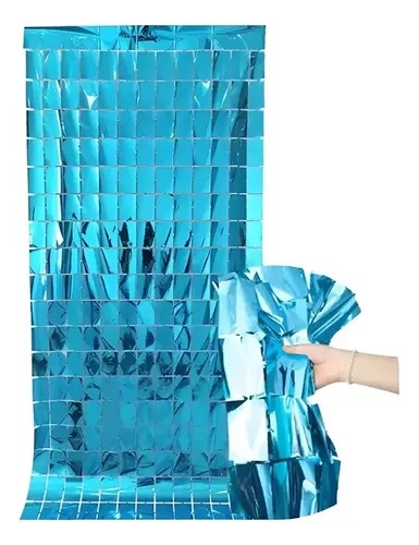 CORTINA METALIZADA CUADRO SHIMMER CELEST
