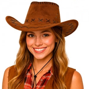 SOMBRERO COWBOY GAMUZADO MARRON GO188
