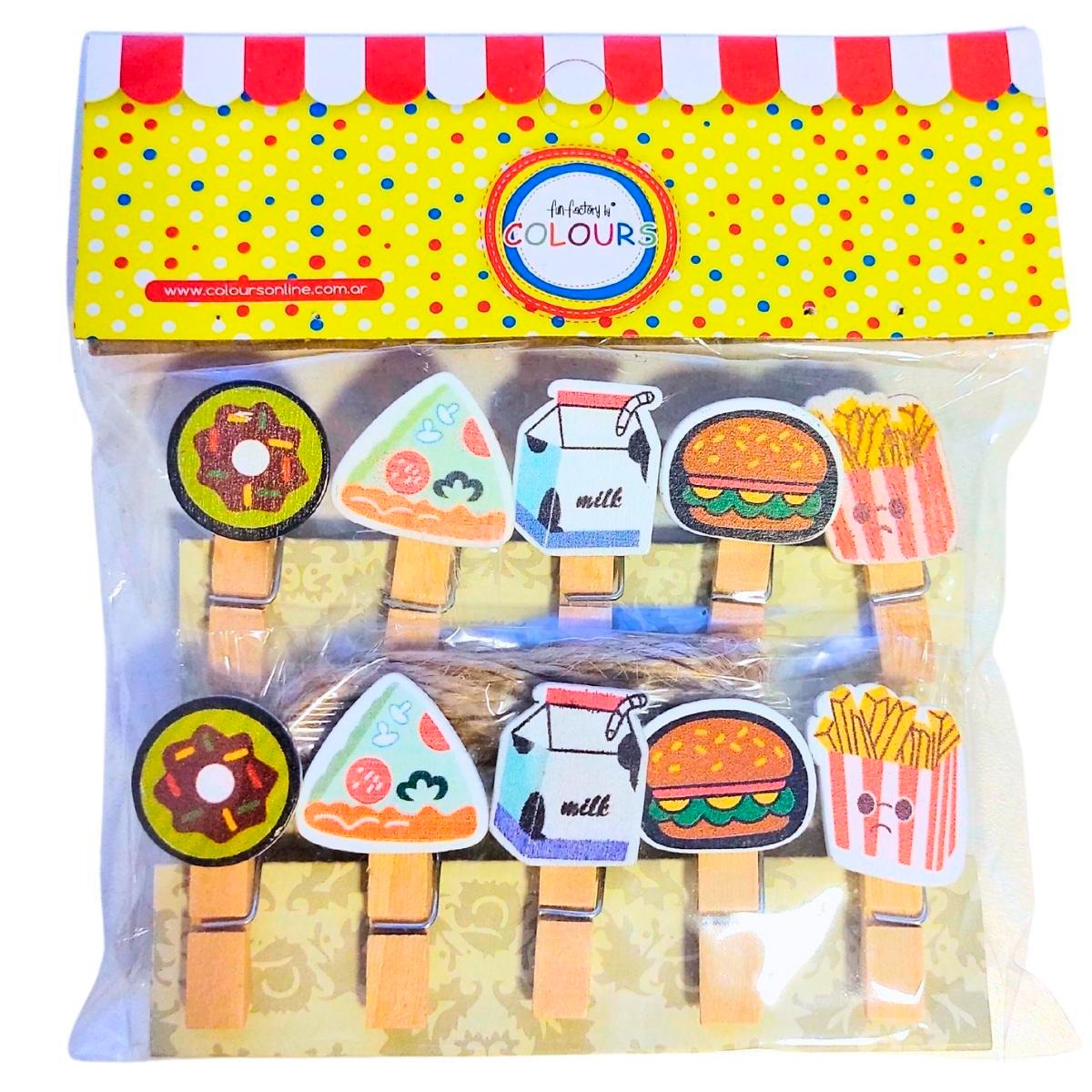 BROCHE MADERA X10 FSIA COMIDA CON HILO
