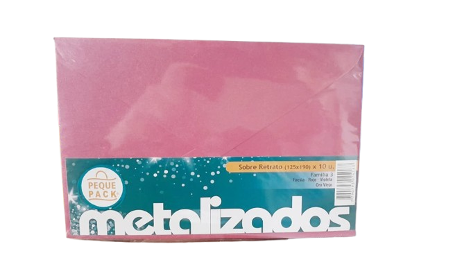 SOBRE COLOR METAL 12.5X19 FUCSIAX10 PEQ