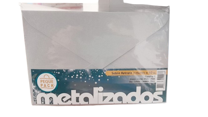 SOBRE COLOR METAL 12.5X19 PLATAX10 PEQ