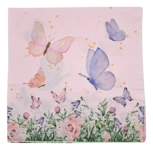 SERVILLETA 33X33x20 G,M ROSAS Y MARIPOSA