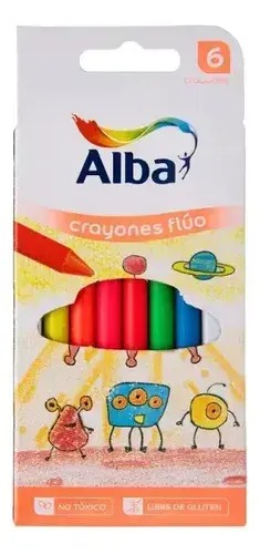CRAYONES FLUO + GLITTER ALBA X6UNID