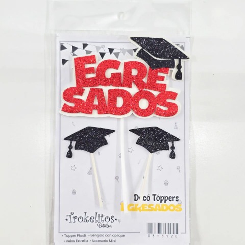 FRASE EGRESADOS + 2 TOPPER ROJO