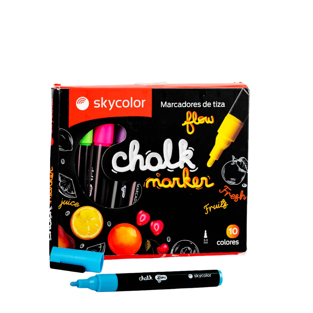 MARCADOR TIZA LIQUIDA CHALK  SKYCOLORx10